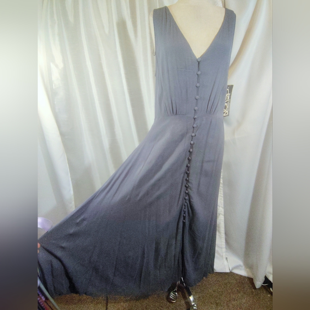 Devon TAG Sleeveless Maxi Dress, Button Up Gray, V- Neck , Sold At Nordstrom,14